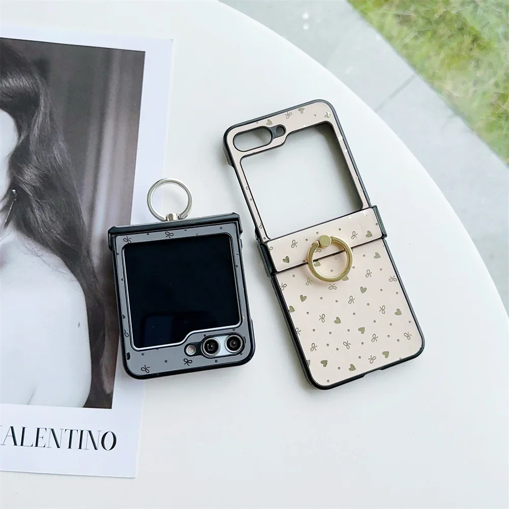 Fashion Ring Holder Phone Case with Heart and Star Pattern - Stand Cover