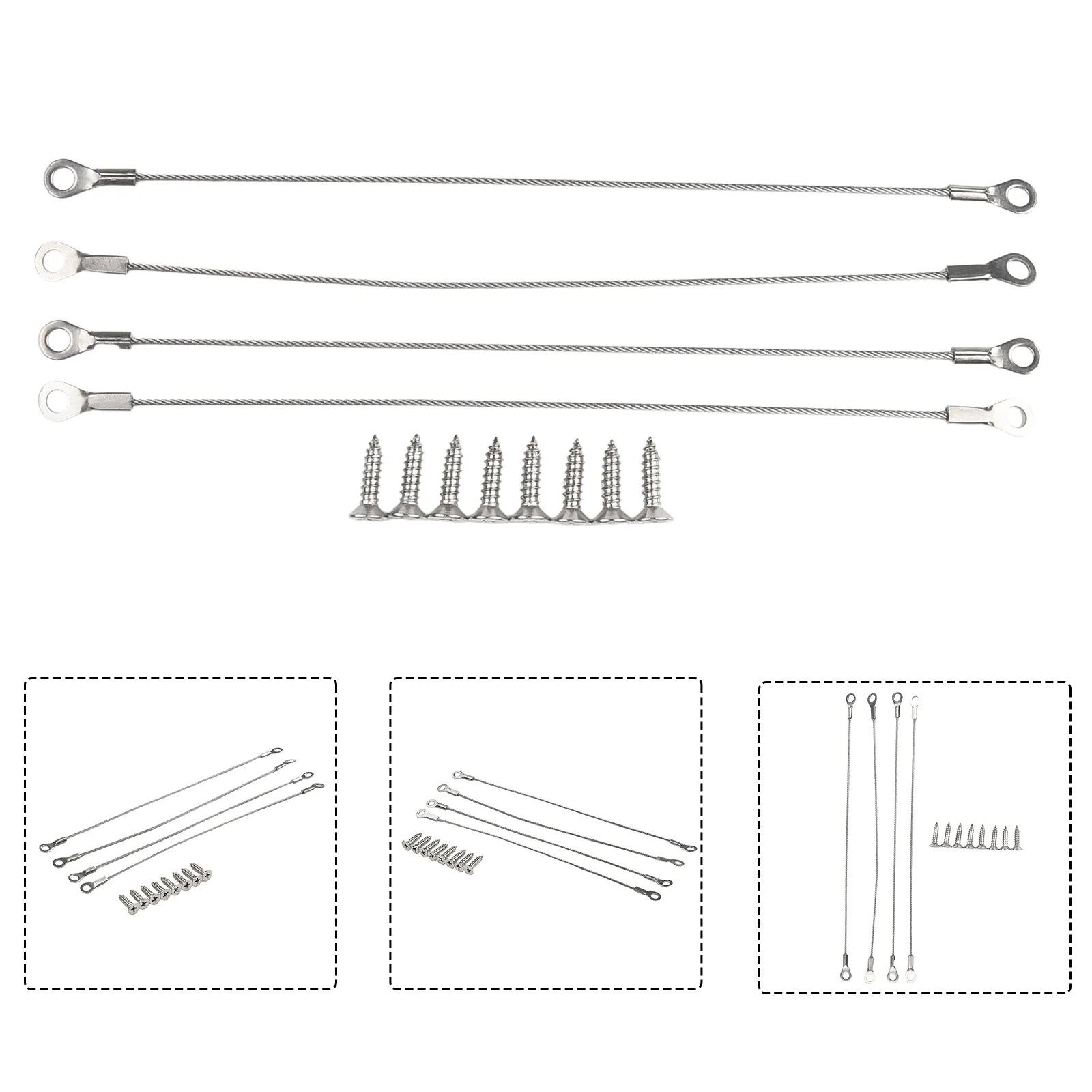 4pcs Stainless Steel Door Cabinet Restraint Braided Cable Hinge Limiter Marine Rope Pin Furniture Home Kitchen Cabinet Door Rope