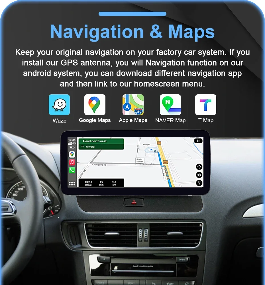 1920*720P Auto Linux Bildschirm Android Auto Carplay Auto Radio Stereo Für Audi Q5 2009-2016 autolink airplay Bluetooth video player – Detail 13