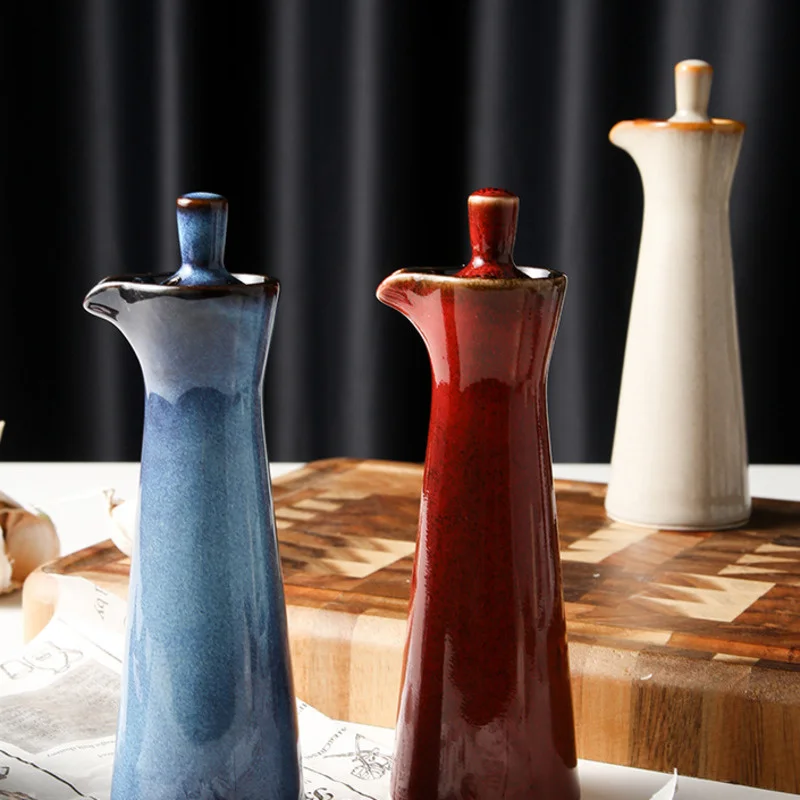 Ceramic Liquid Seasoning Porcelain Olive Oil Pot Soy Sauce Vinegar Bottle Seasoning Home Hotel Cooking Tools Storage Bottles