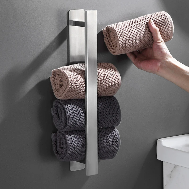 Wall Mount Towel Holder Thicken Stainless Steel Bath Towel Rack