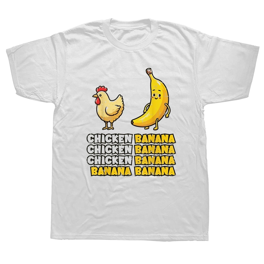 Lustiges Hühner-Bananen-Tanz-Frucht-Meme Herren T-Shirt Unisex Erwachsenen Klassisches O-Ausschnitt Bedrucktes T-Shirt Streetwear Outdoor Kurzarm