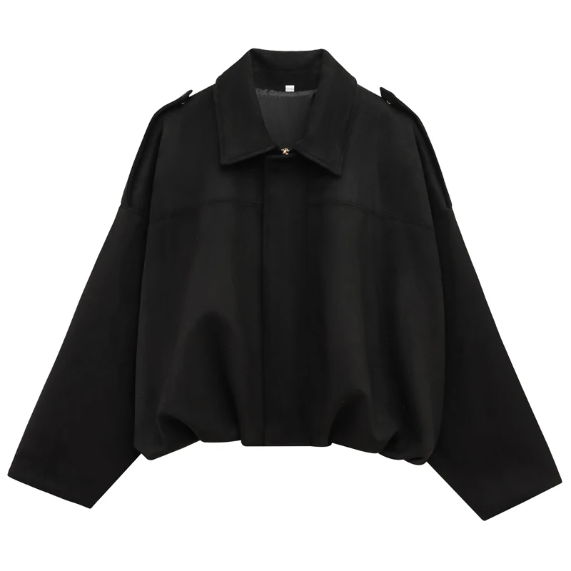 Hxao jaqueta bomber feminina lapela manga longa com zíper jaqueta de camurça feminina 2025 high street recortada jaquetas de corrida casacos outerwears