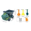 6Pcs Dinosaur Summer Beach Toys with Dump Truck Sand Molds Shovel Rake Sand Sifter Sand Toys Sandbox Toys for Kids Boys Girls 5