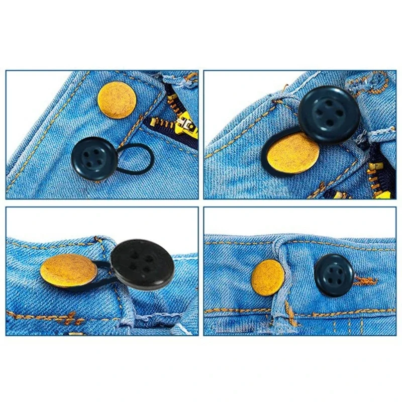 10Pcs Adjustable Waist Extenders Neck Extender No Sewing Button for Jeans Shirt Collar Extension Cloth Button Extenders