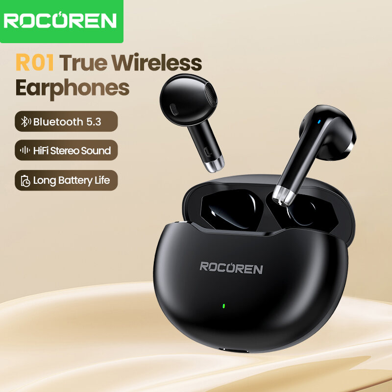 Rocoren Mini Wireless Bluetooth Earphones Bluetooth 5.3 In-Ear Bluetooth Headset TWS Headset Touch Control Sports Headphones