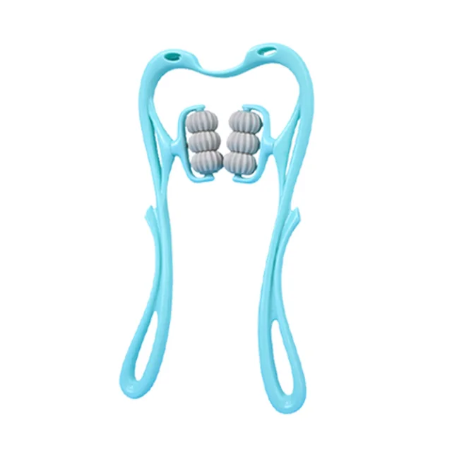 Neck Massager with Six Wheels for Neck Muscle Relaxation Rotatable Adjustment Massaging Legs and Arms in Pink and Blue Colors 6
