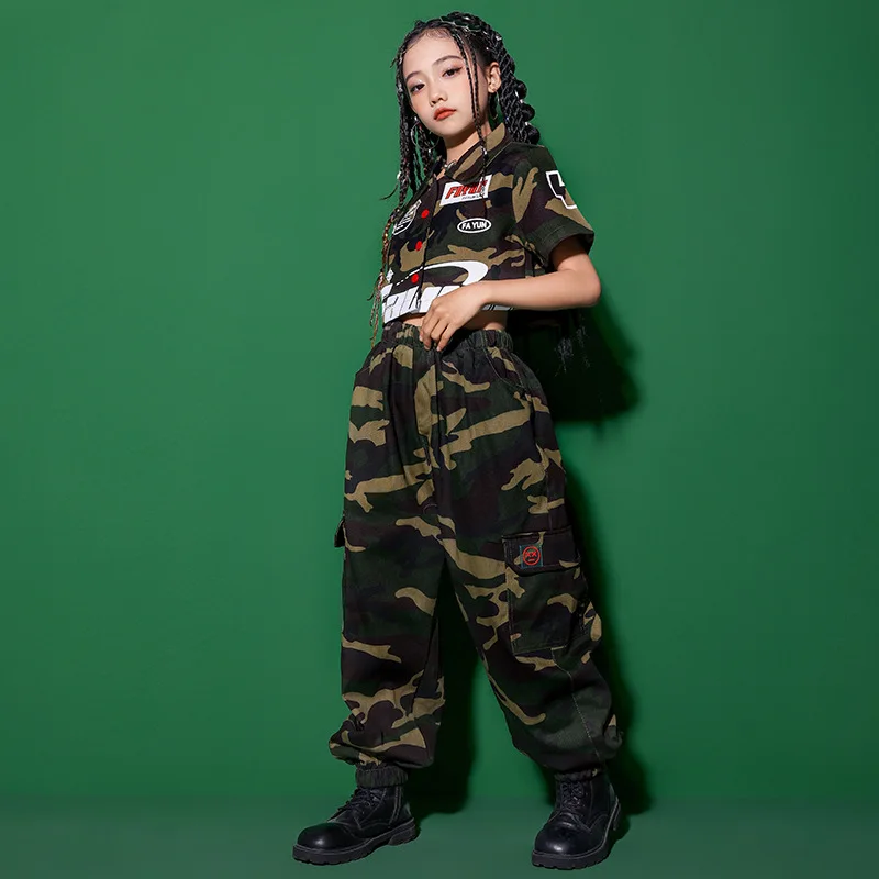 

Jazz Dance Costumes for Girls Children Hip Hop Clothes Crop Top Baggy Pants Modern Kpop Outfits Teenager Girls Stage Wear
