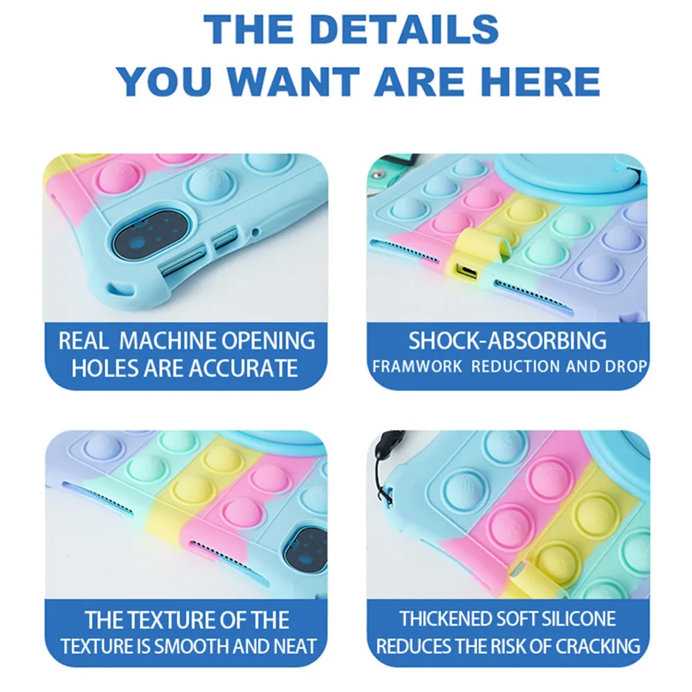 Children's 12 Silicone Tablet Case with 360° Rotating Kickstand and Strap