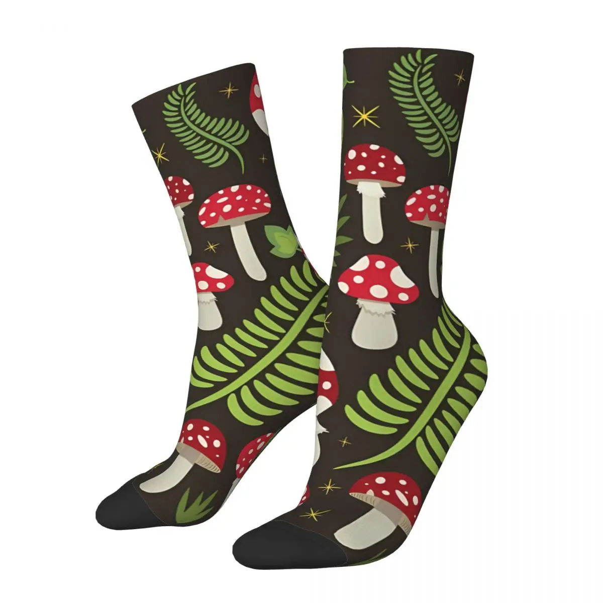 

Vintage Magic Forest Red Mushrooms Men's Socks Mushroom Unisex Street Style Seamless Printed Funny Crew Sock Gift