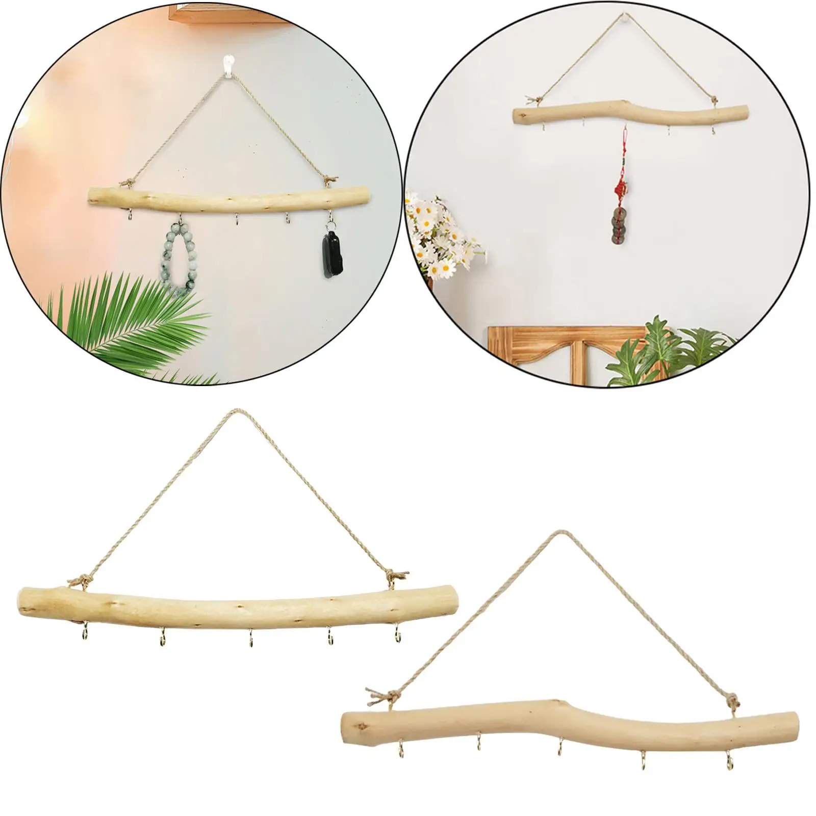 39cm Driftwood Branch Hooks, Branch Hangers, Decorative Floating Wall Shelves, 4