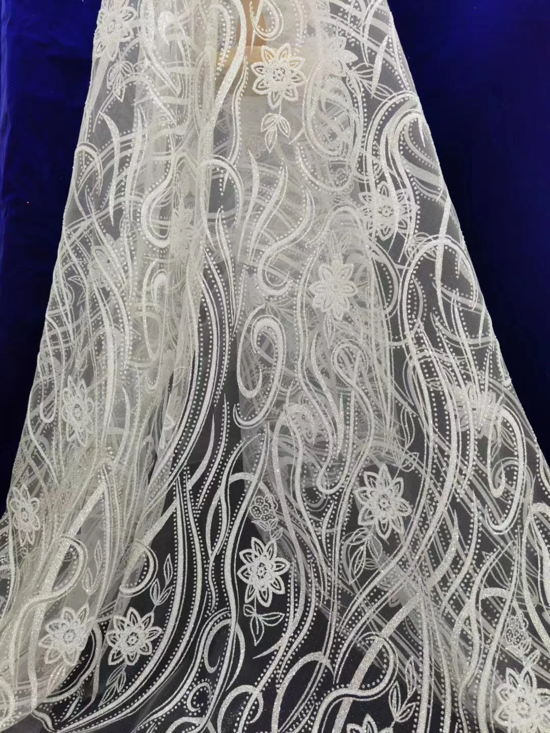 

Party Embroidered Lace Fabric Glitter Tulle Net Lace 5 yards/lot