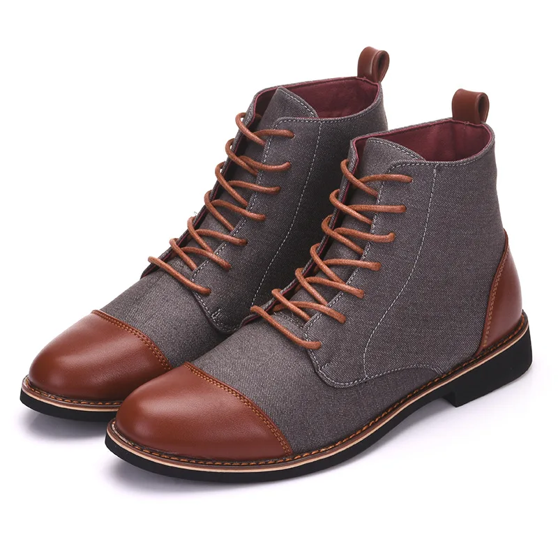 Spring Autumn Casual Lace Up shoes Booties Men Ankle Boots Oxfords Fashion Leather Boots Men Large Size 39-48 jkm89 men chelsea boots,men training boots