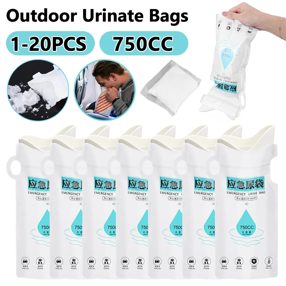 1-20PCS 750ml Outdoor Emergency Urinate Bag Portable Camping Toilet Vomiting Bag Travel Mini Mobile Toilet for Female Baby Male