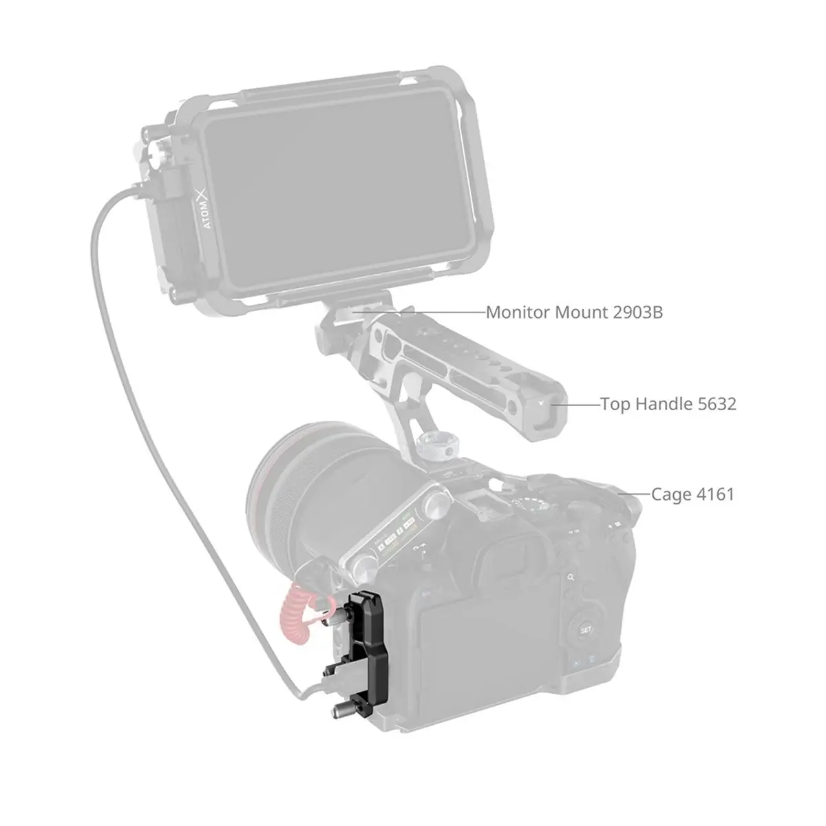 (WSFS) 캐논 EOS R6 마크 III R5 마크 II용 케이블 클램프(하프 케이지 카메라 리그 포함) 흘러내림 방지 보안 커넥터 보호 장치