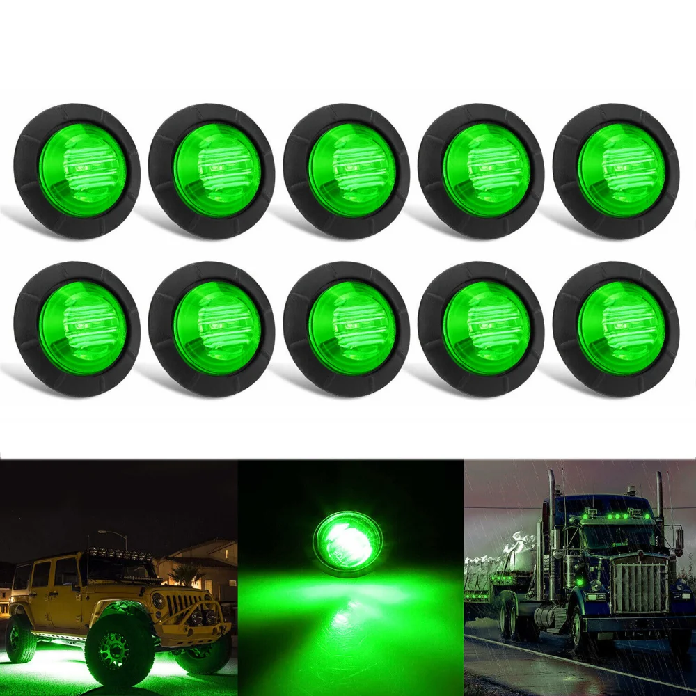 

10pcs 3/4 Inch Round Amber LED Light Front Rear Side Clearance Marker Lamp For Truck Bus Trailer Caravan Boat Motocycle