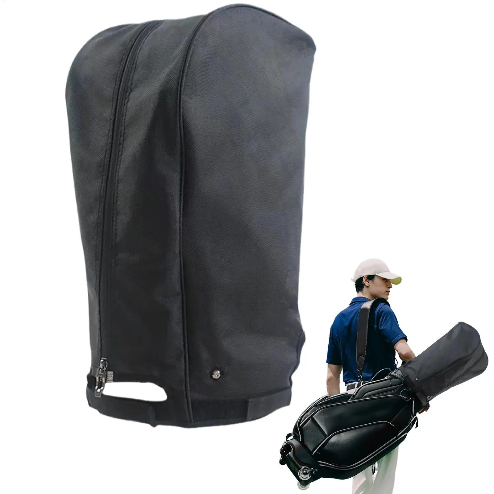 Black Golf Bag Rain Cover Waterproof Golf Bag Cover Hood for Men Women Golf Bag Rain Cover Hood Universal 1680D Nylon
