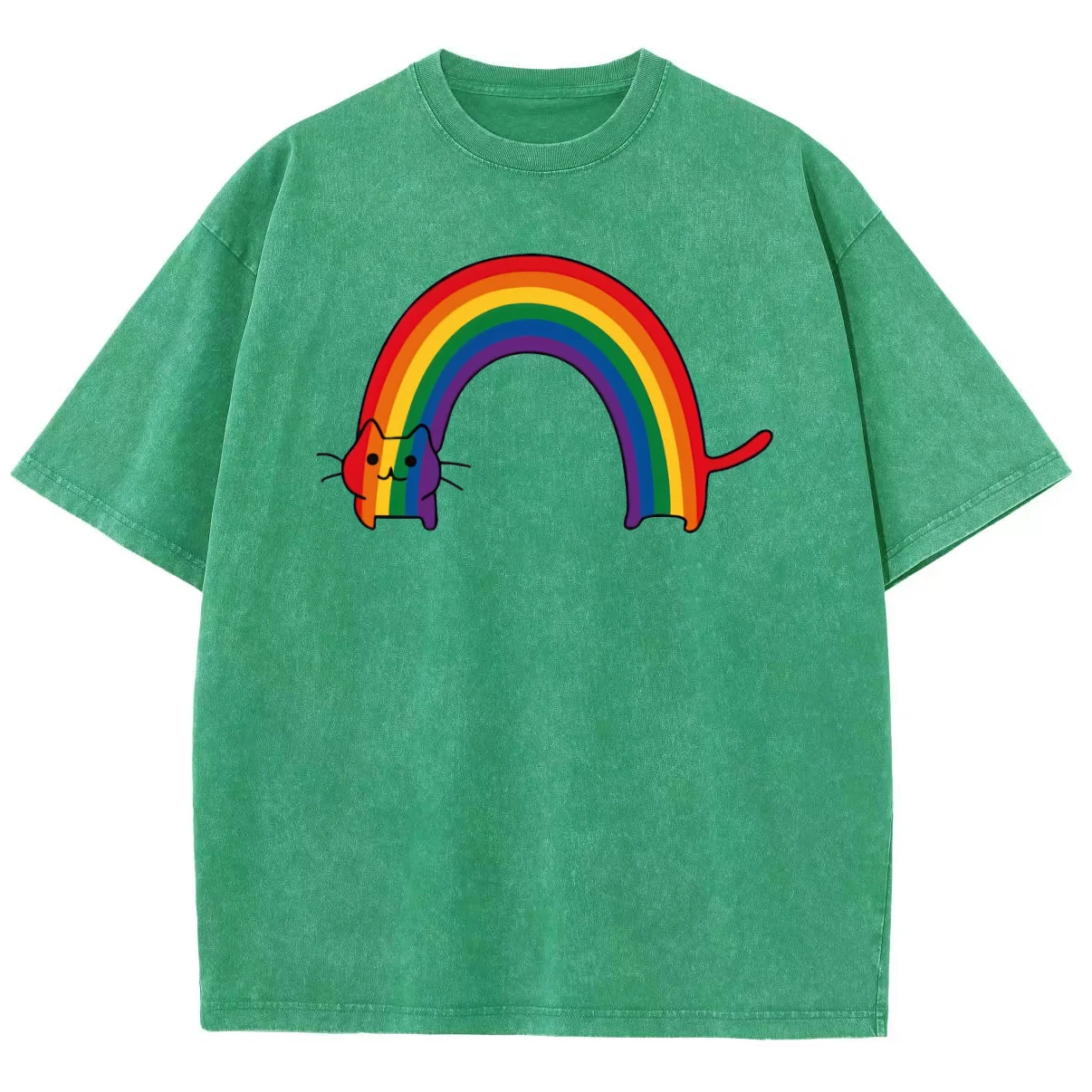 Rainbow Graphic T Shirts 2024 New Design Top Vintage Snowflake Washed T-shirt Y2K Cotton Short Sleeve Popular Tshirt