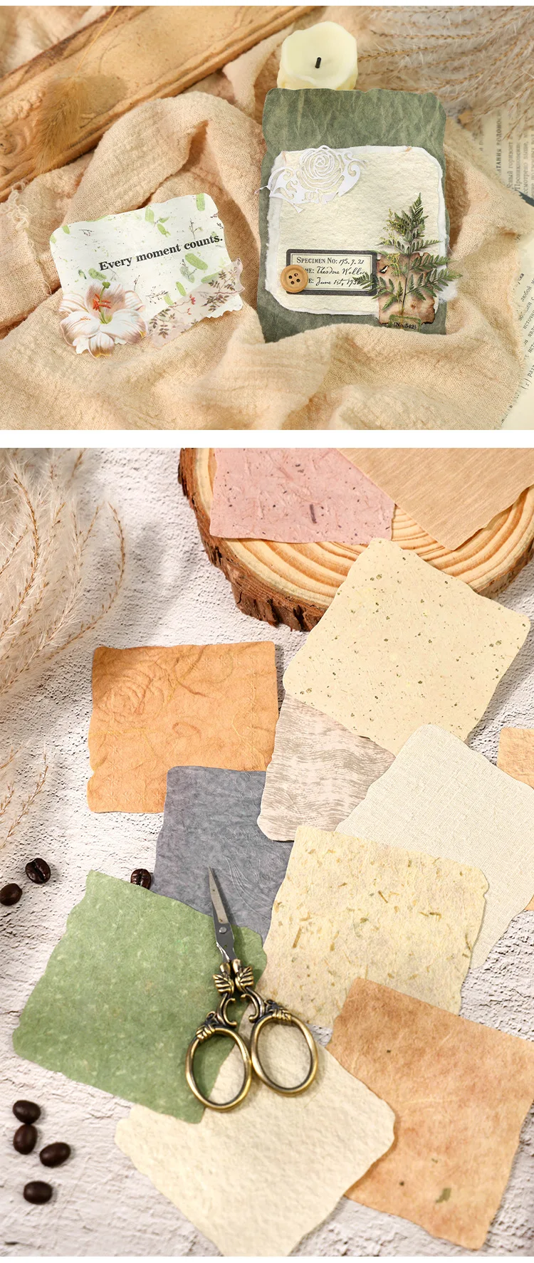 28 Stück Vintage 3D-Texturmaterial Papier für Planer, dekoratives Tagebuch, Scrapbooking, Hintergrundpapier, handgefertigtes Bastelzubehör – Detail 6