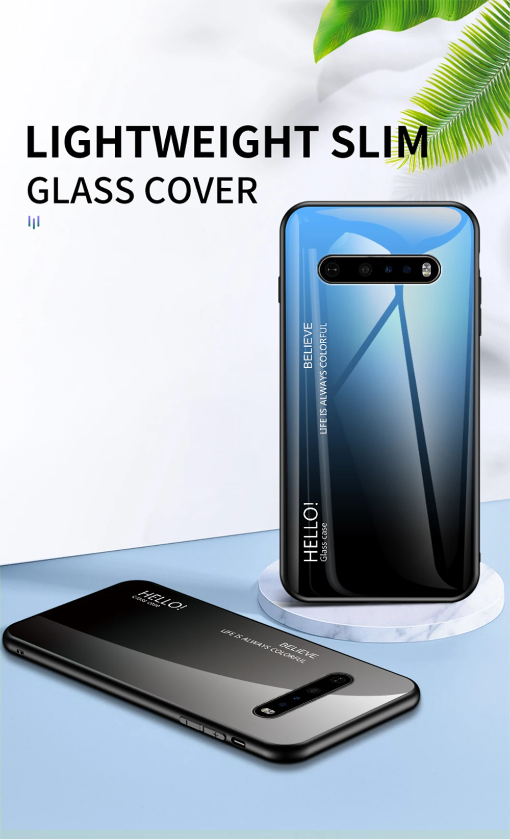 Per LG G8 Custodia in vetro sottile DECLAREYAO Lusso Ultra sottile Specchio rigido in vetro temperato Coque per LG G5 G6 G7 G8 G9 V60 Co_voghion.com