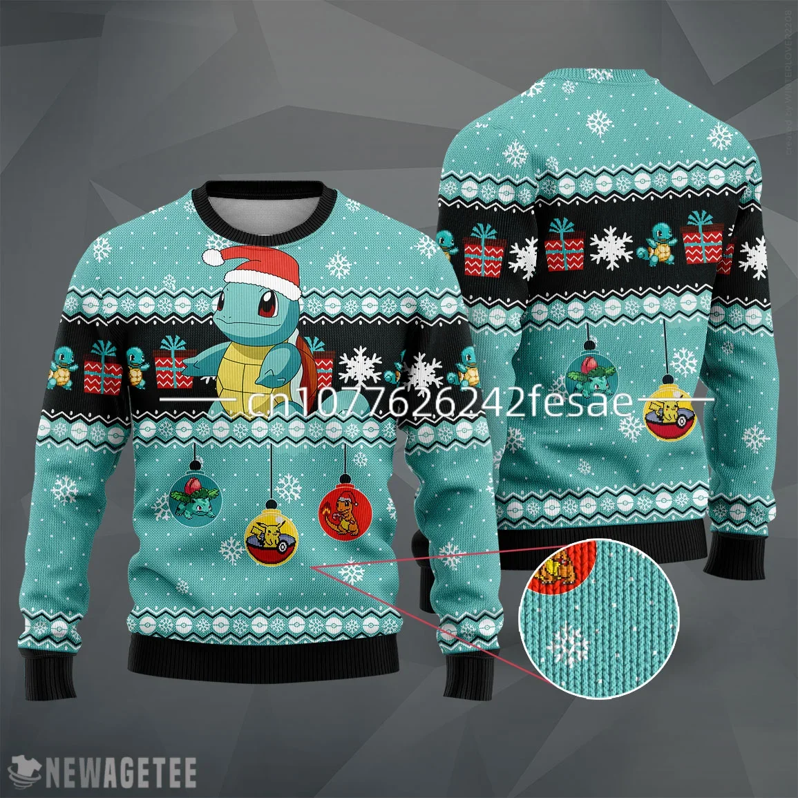 

Pokemon Squirtle Ugly Christmas Sweater Anime Pikachu Christmas Sweater For Men Women Anime Pikachu Crew Neck Sweatshirt