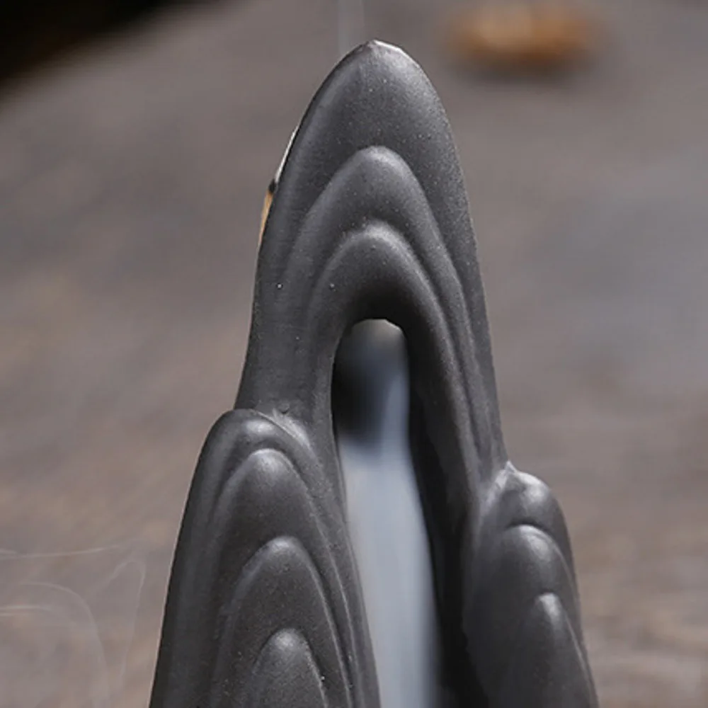 Zen Meditation Backflow Incense Burner Purple Clay Incense Holder for Home Decor Aromatherapy Relaxation Gifts (Without Incense）