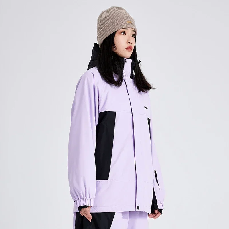 New Winter Warm Outdoor Sports Hooded Ski Jackets Windproof Waterproof Zipper Snowboarding Coats Polyester Woman Outerwear