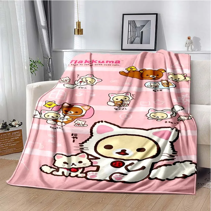 CartoonRilakkumaAnimeGirlsThrowsBlanketforBabyHikingPicnicBed