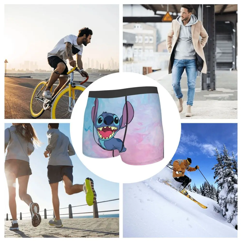 Custom Stitch Lion Cute Boxers Shorts Men's Disney Movie Briefs Underwear Fashion Underpants