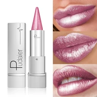 Rouge à lèvres Pearl Shimmer pour femmes, couleur métallique haute brillance, imperméable, anti-taches, longue durée 24 heures, Gla léger 3