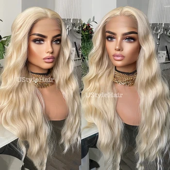 Blonde Lace Front Wig Long Natural Wave Synthetic Hair for Women Glueless 13x4 Lace Wig Natural Hairline Daily Wear Cosplay Wigs