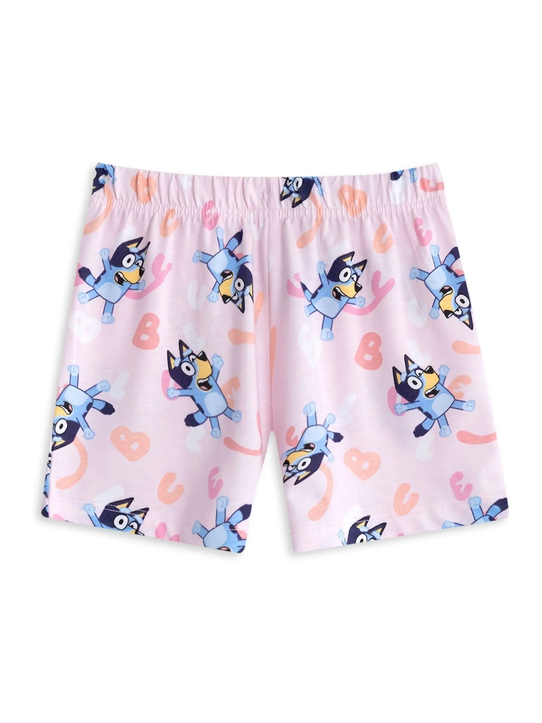 Bluey Animation 키즈 티셔츠 반바지 세트 가족 부모-자식 매칭 의상 여름 통기성 어린이 반팔 탑 비치 바지