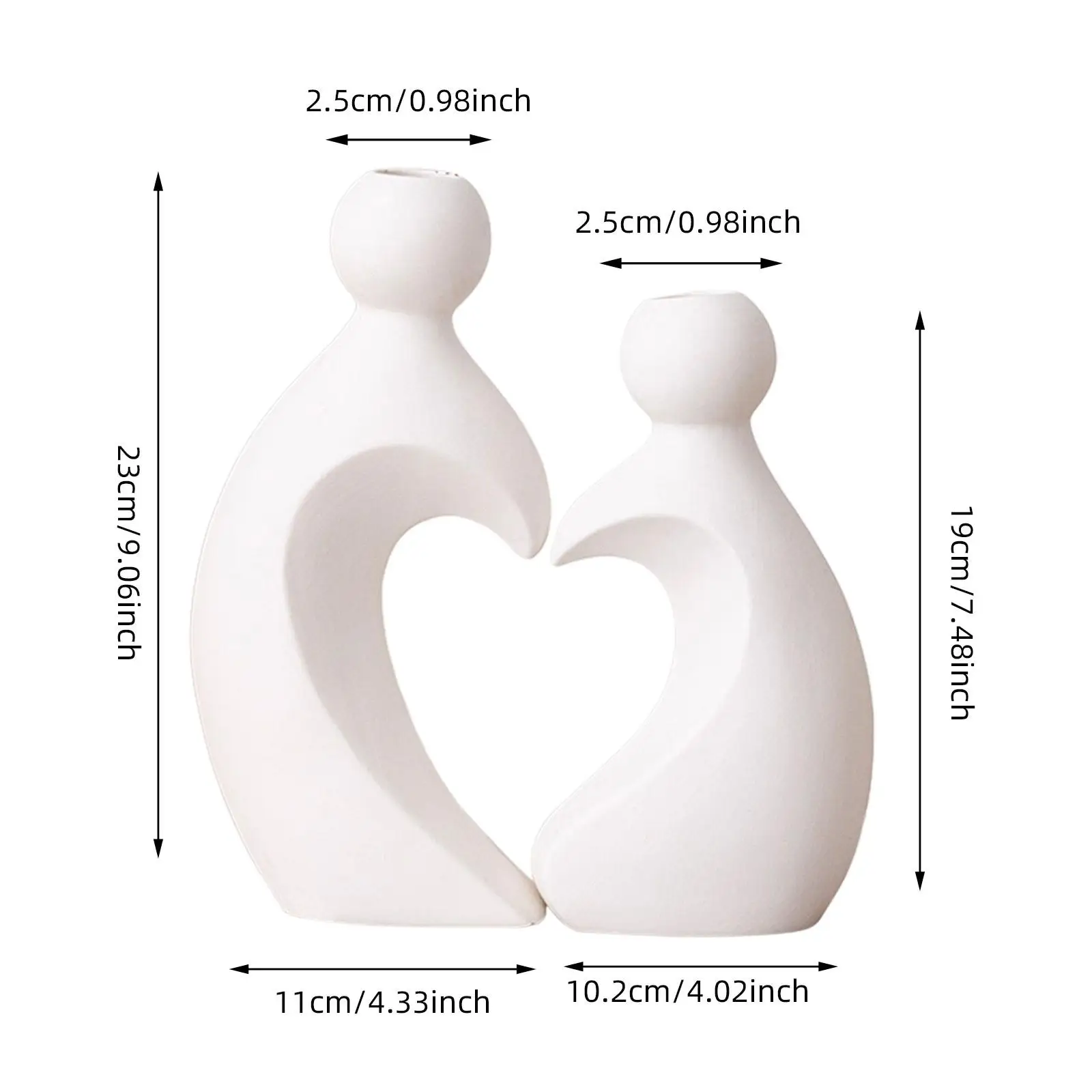 2x Flower Vases Collectible Valentine's Day Decoration Decorative Lover Figurines for Office Desk Cabinet Home Living Room