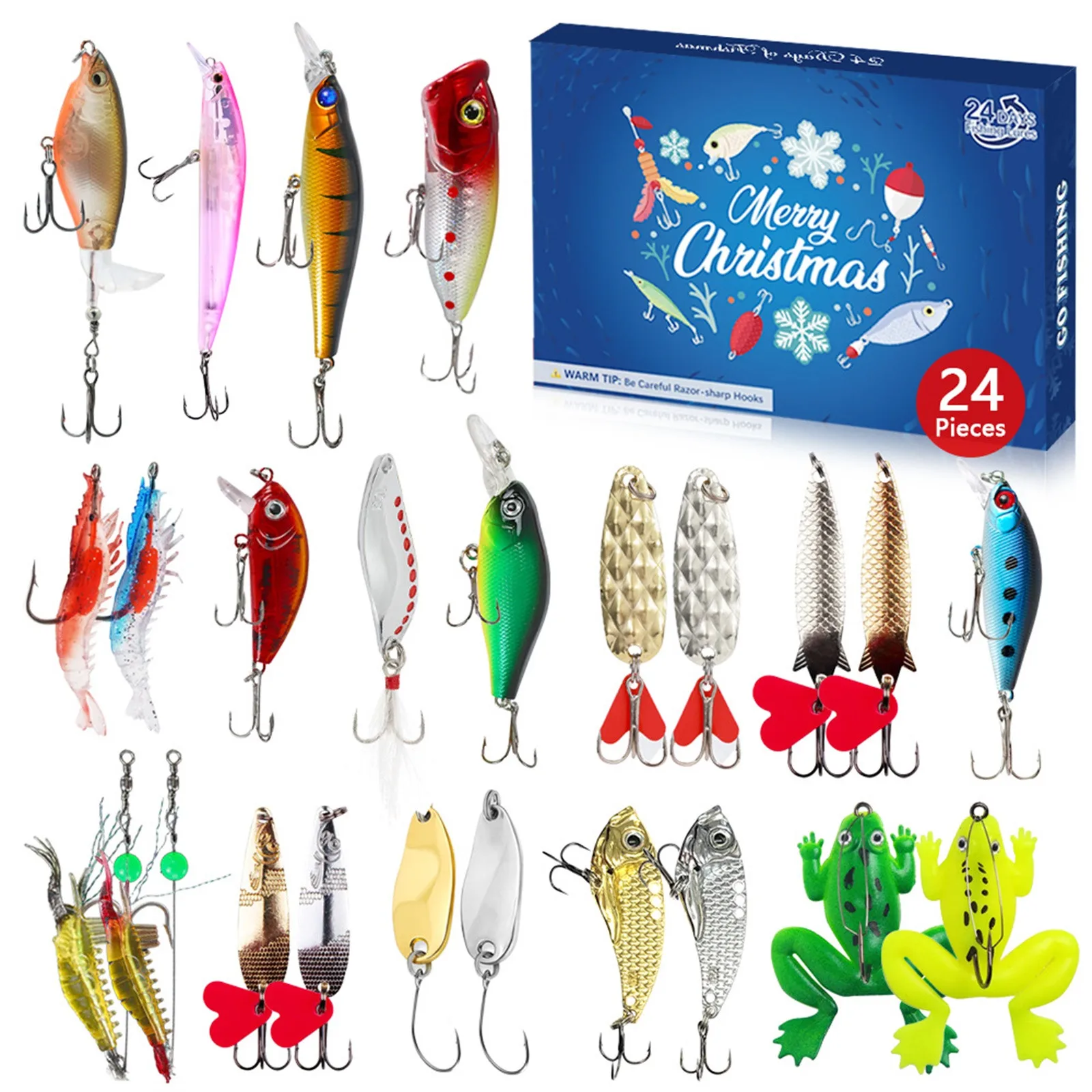 Advent Calendar Fishing Christmas Countdown, Fishing Tackle Advent Calendar For FishAdult Men Teen Boys, Xmas Surprise Gift
