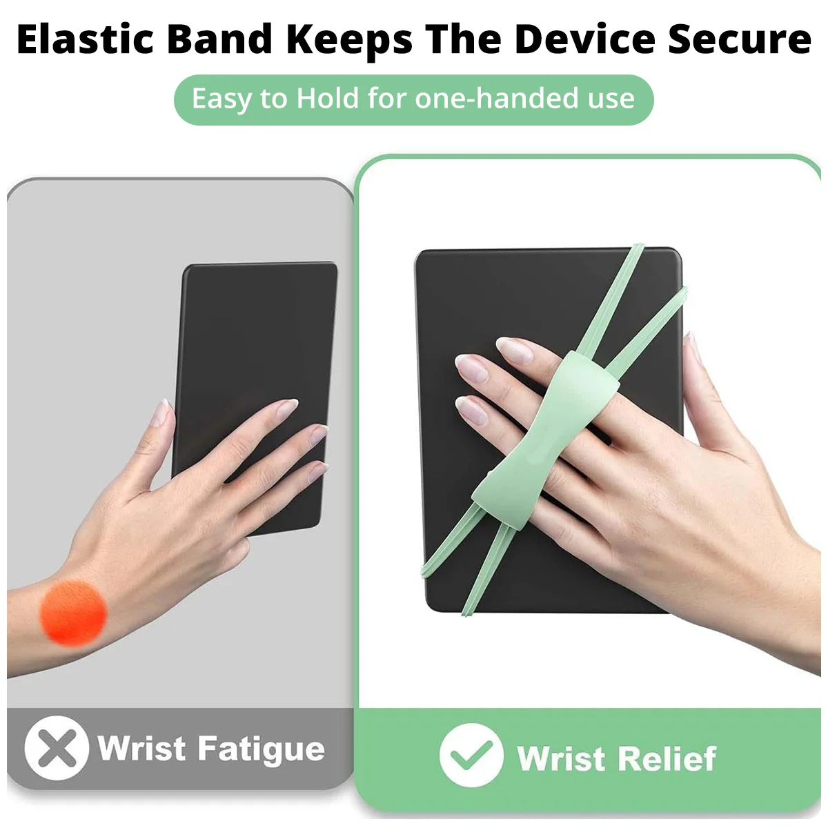 Soft Security Hand Strap for Tablets and E-Readers - Lightweight, High Elasticity Finger Grip Holder