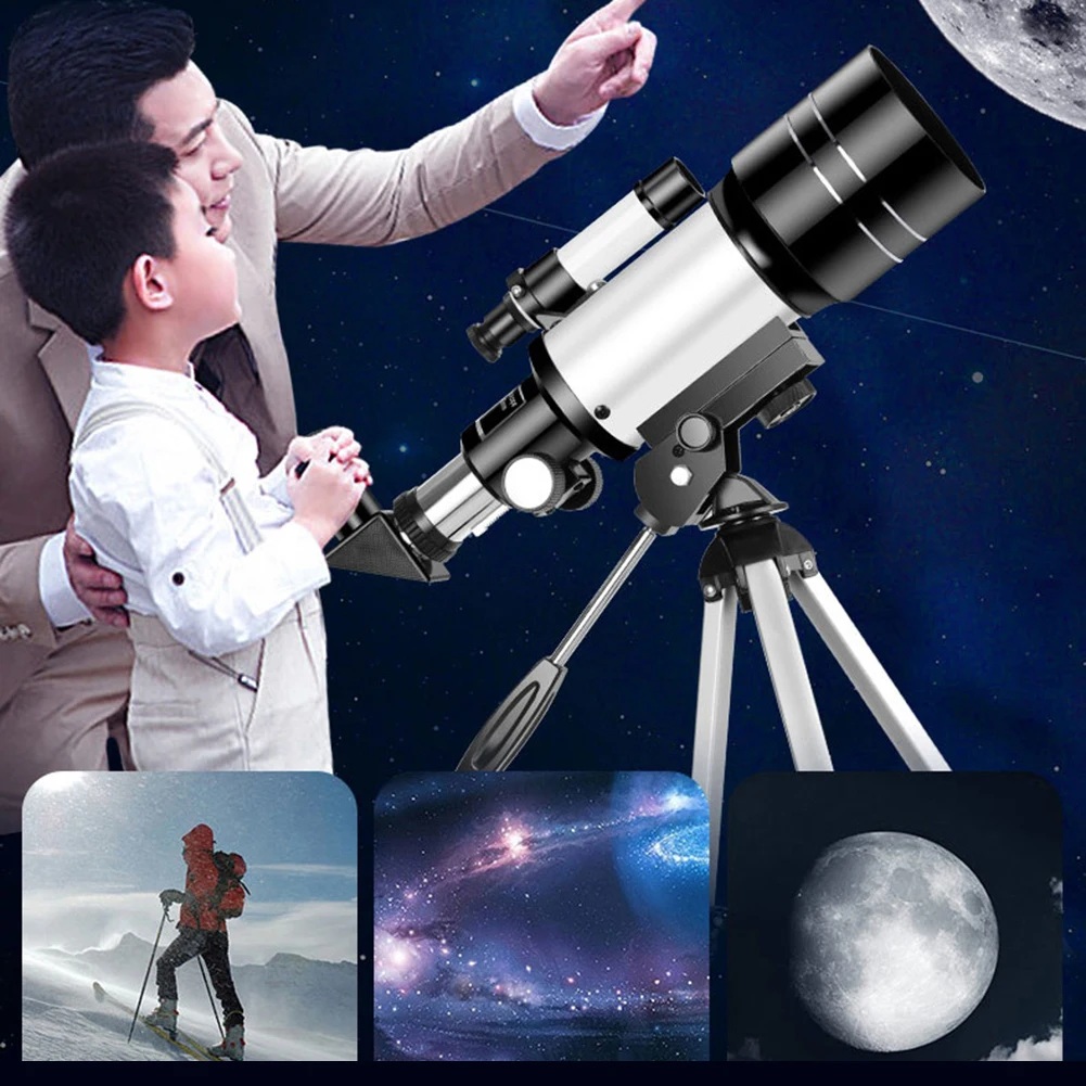 천문학 초보자용 천문 굴절 망원경, 휴대용 천체 망원경, 조리개 굴절경, 300mm, 70mm