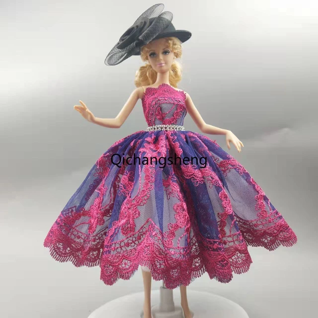 Vêtements de poupée - Convient pour poupée Barbie - Set de 4 robes - Robe à  fleurs 