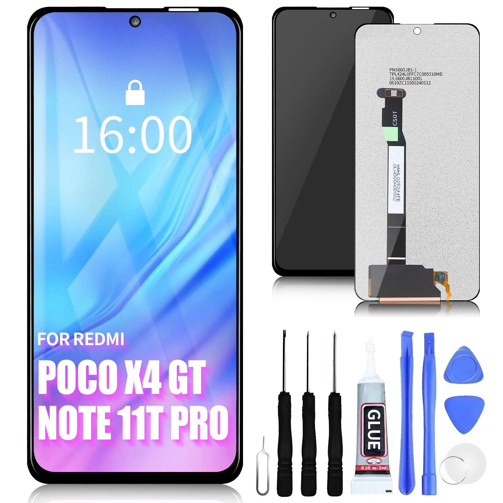 

ЖК-дисплей 6,6 дюйма для Xiaomi Poco X4 GT, рамка экрана, сенсорная панель, дигитайзер для Redmi Note 11T Pro/ Redmi Note 11T Pro +