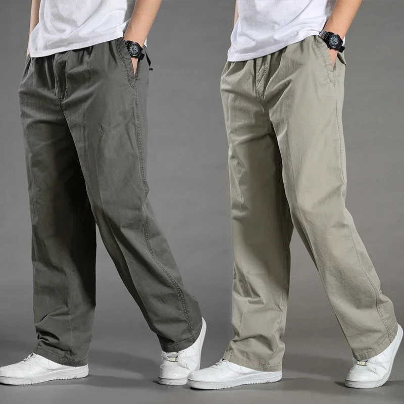 Tactical Work Pants Men's 2024 Autumn Casual Camping Light Wide Leg Pants Outdoor Hiking Cotton Breathable Pocket Cargo Pants
