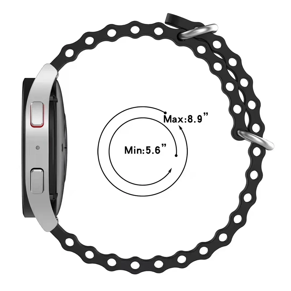 Silicone Sport Bracelet Band with Ocean Loop Design, 22mm Width