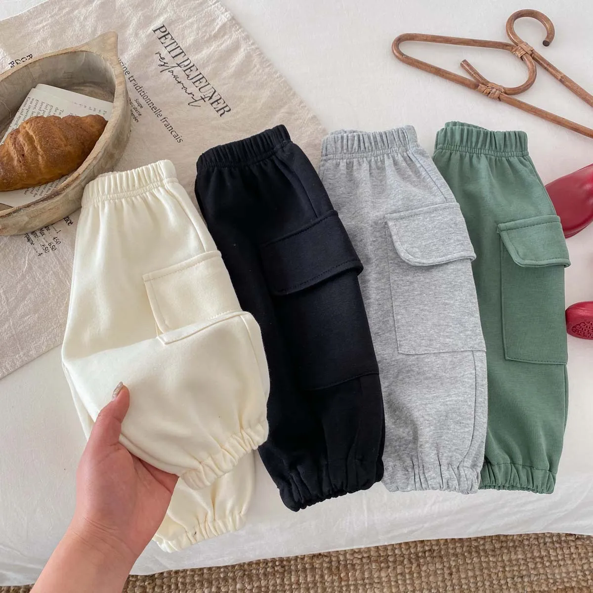 Spring Kids Baby Girls Fashion Clothing Infant Toddler Solid Color Feet Bound Large Pocket Pants Toddler 3M-6Y baby trousers,baby leggings
