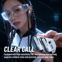 Zombies Cat Ai Translation Headphones Bluetooth 6.0 Earbuds Necklace Design Immersive Music TWS Wireless Earphone with Smart APP 6