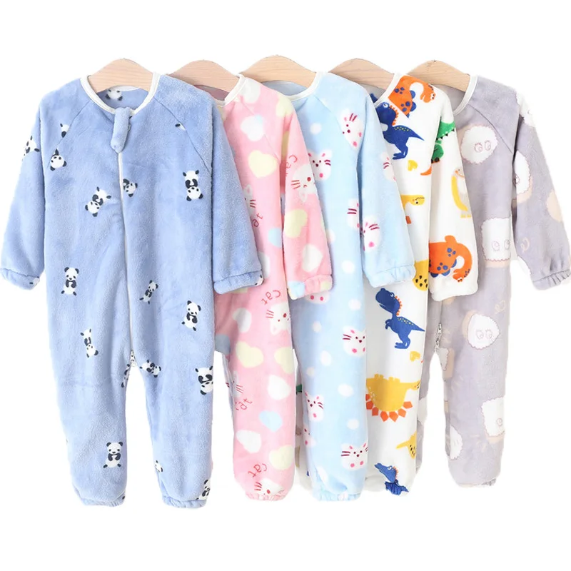 Baby Pajamas For Boys Girls Thick Warm Pajama Autumn Children Flannel Onesies Jumpsuits Winter Kids Cartoon Blanket Sleepwear kids pajamas
