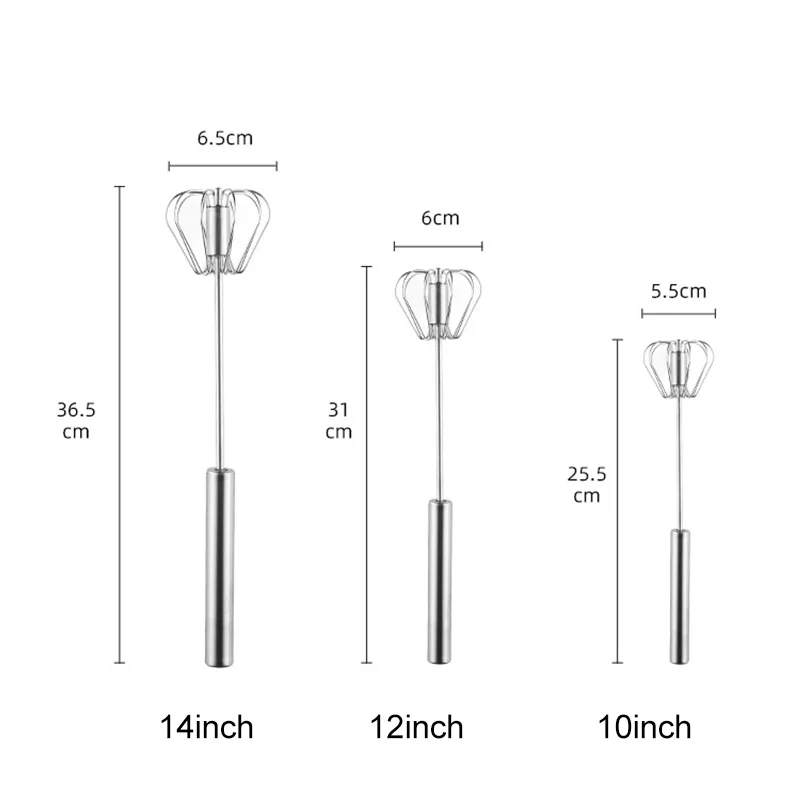 1/3PCS Stainless Steel Rotary Whisk Semi-Automatic Mixer Kitchen Egg Tools Manual Whisk for Household Cream Eggs Baking Gadgets