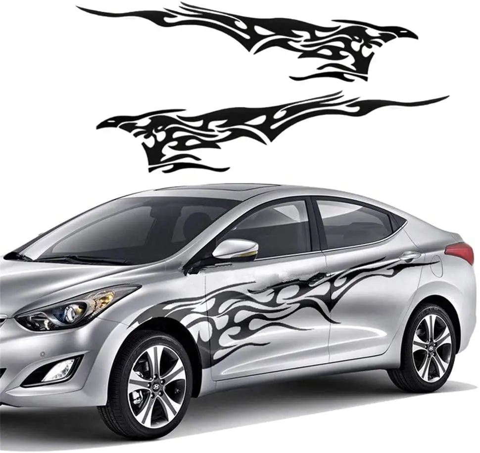 

Fochutech Car Decals Flame Car Graphics Cool Stickers 1 Set Car Body Stickers Vinyl Self-Adhesive Side Strip Decal Cool Stick