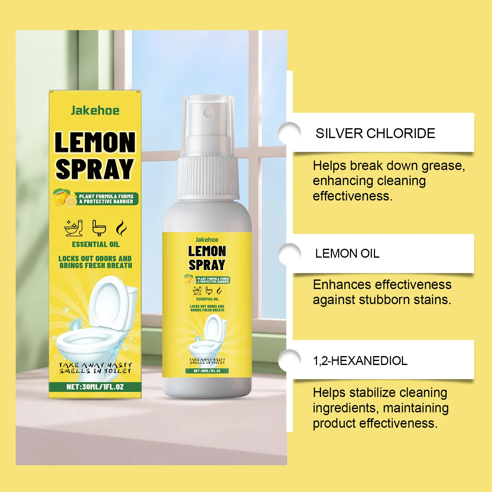 Lemon-scented Toilet Deodorizing Spray Clean The Toilet With a Refreshing Scent Remove Scale and Maintain the Bathroom Fragrance