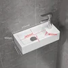 32/33/37cm Small Apartment Bathroom Sink Wall-mounted Ceramic Washbasin Balcony Washroom Corner Hanging Basin with Faucet Set 1