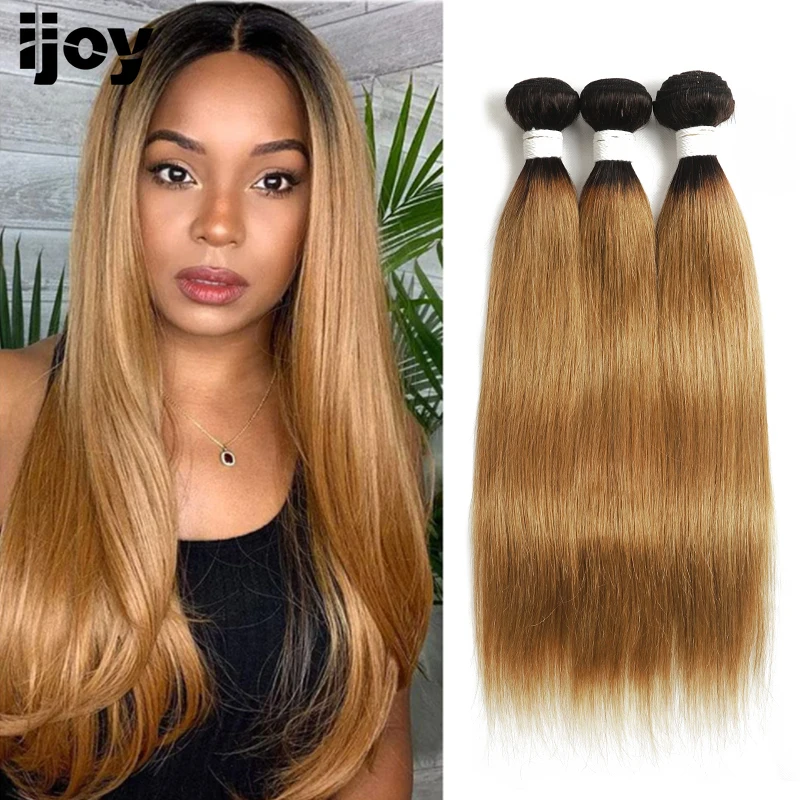

Straight Human Hair Bundles 8-26 Inch Hair Weave Bundles 3/4Pcs Ombre Honey Blonde Brazilian Non-Remy Hair Extensions IJOY