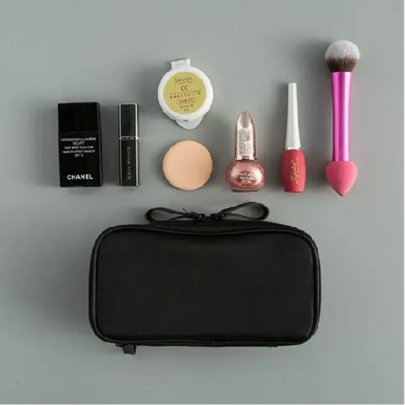 Black Mini Make Up Bag for Female Designer Travel Nylon Storage Bag for Girl Fashion Daily Doule Zipper Small Cosmetic Bags 6