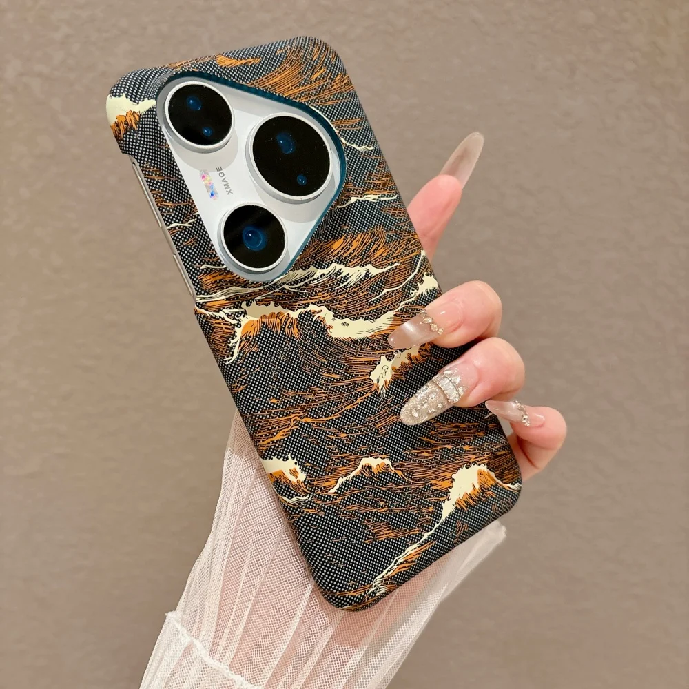 Frameless Luxury Carbon Fiber Wave Magnetic Phone Case